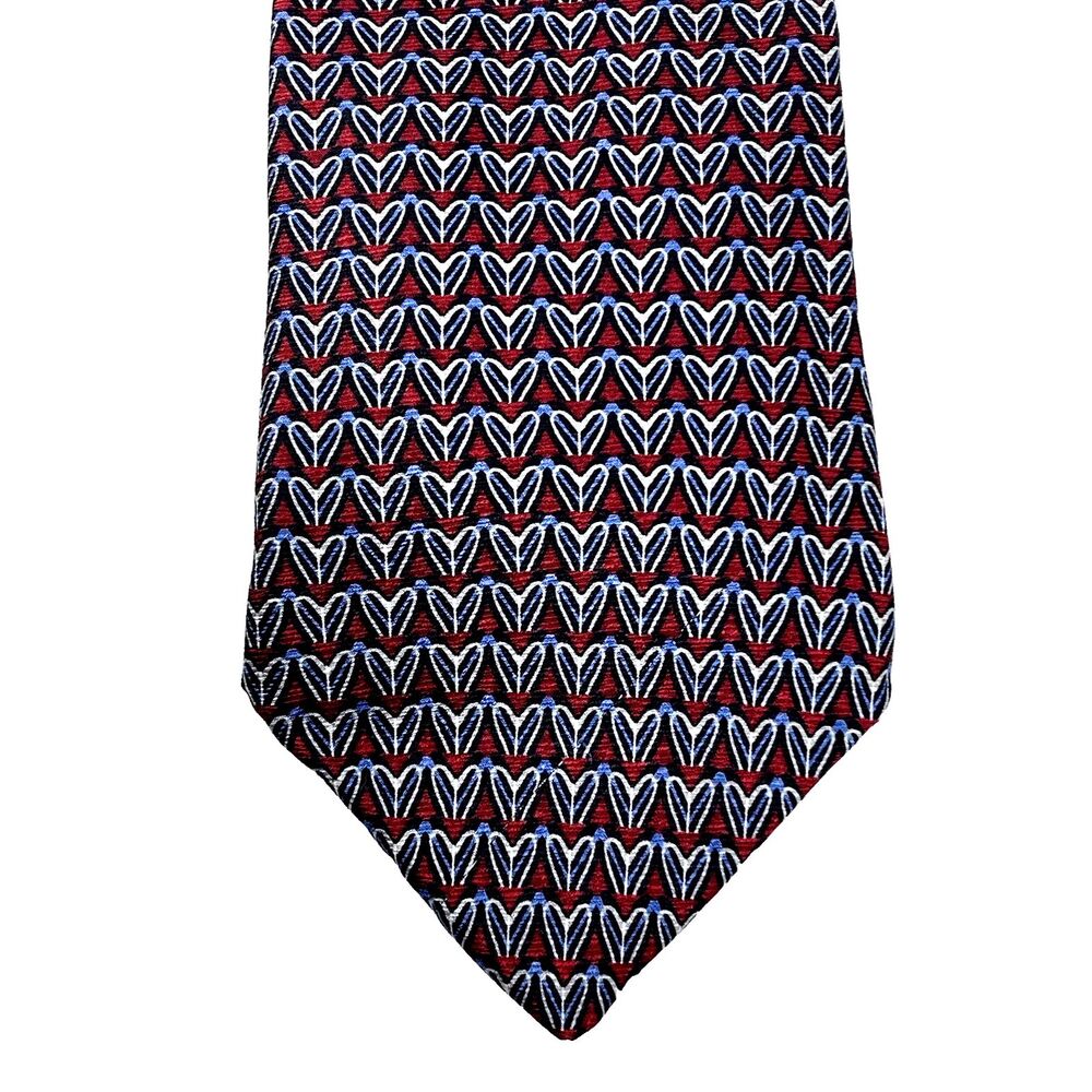 Palatina Italy Tie Imported Silk Abstract Hearts Floral Red Blue Purple Love